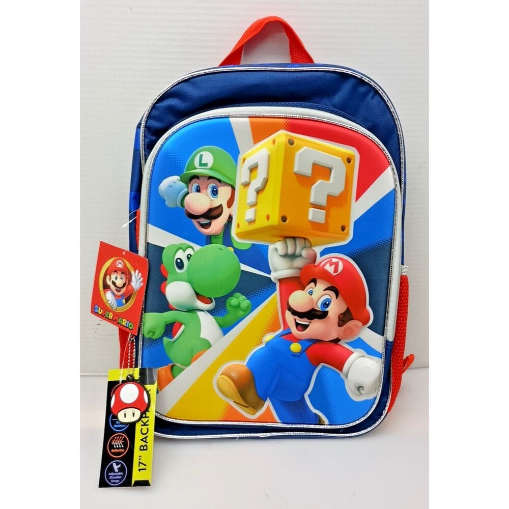 Nintendo Super Mario Kids 17" Backpack Multicolor School Bag New with Tags